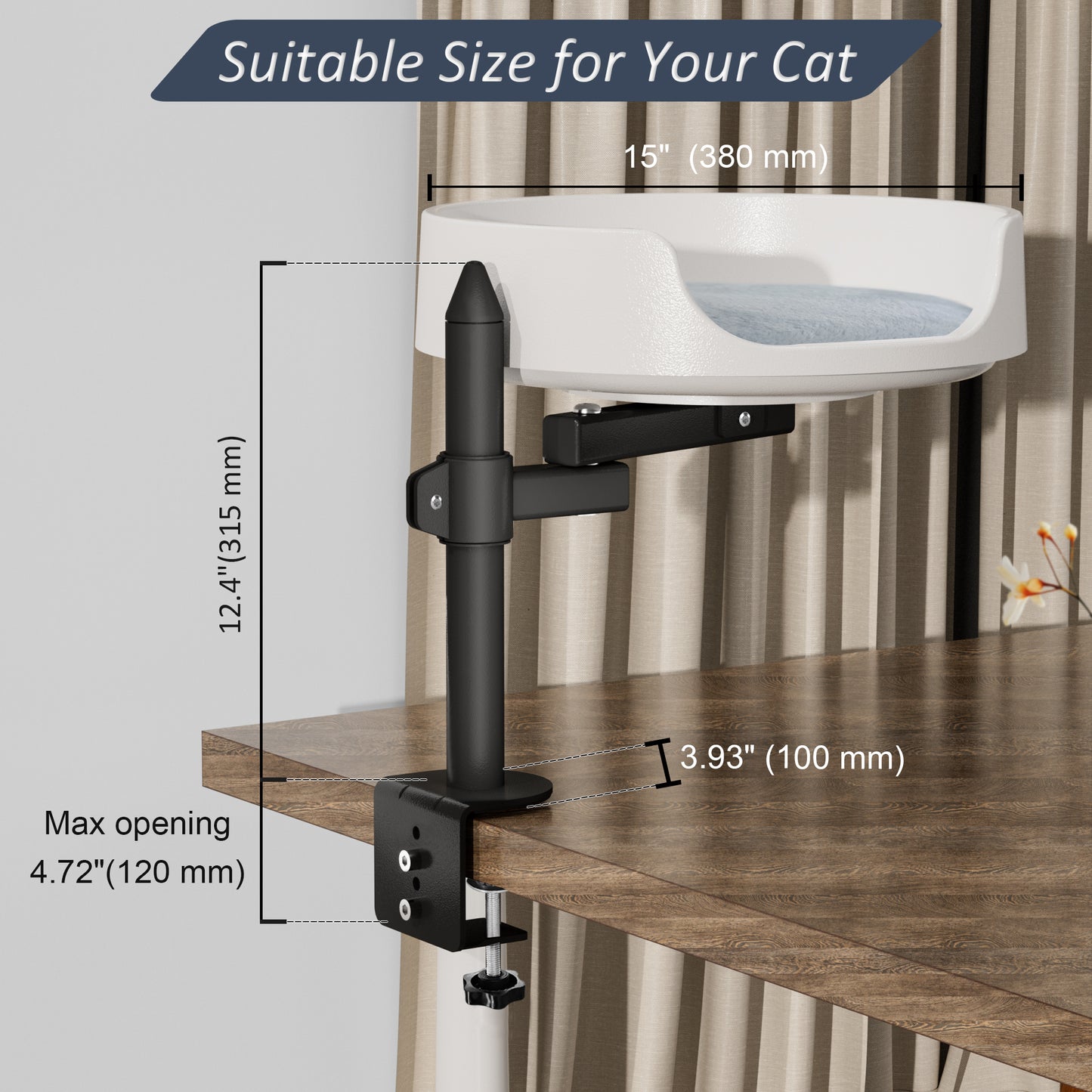 NestChroix Cat Bed Desk Clamp for Kitty Cat  Elevated Pet Beds on Desk Cat Box with Pet Mat Indoor Outdoor Use