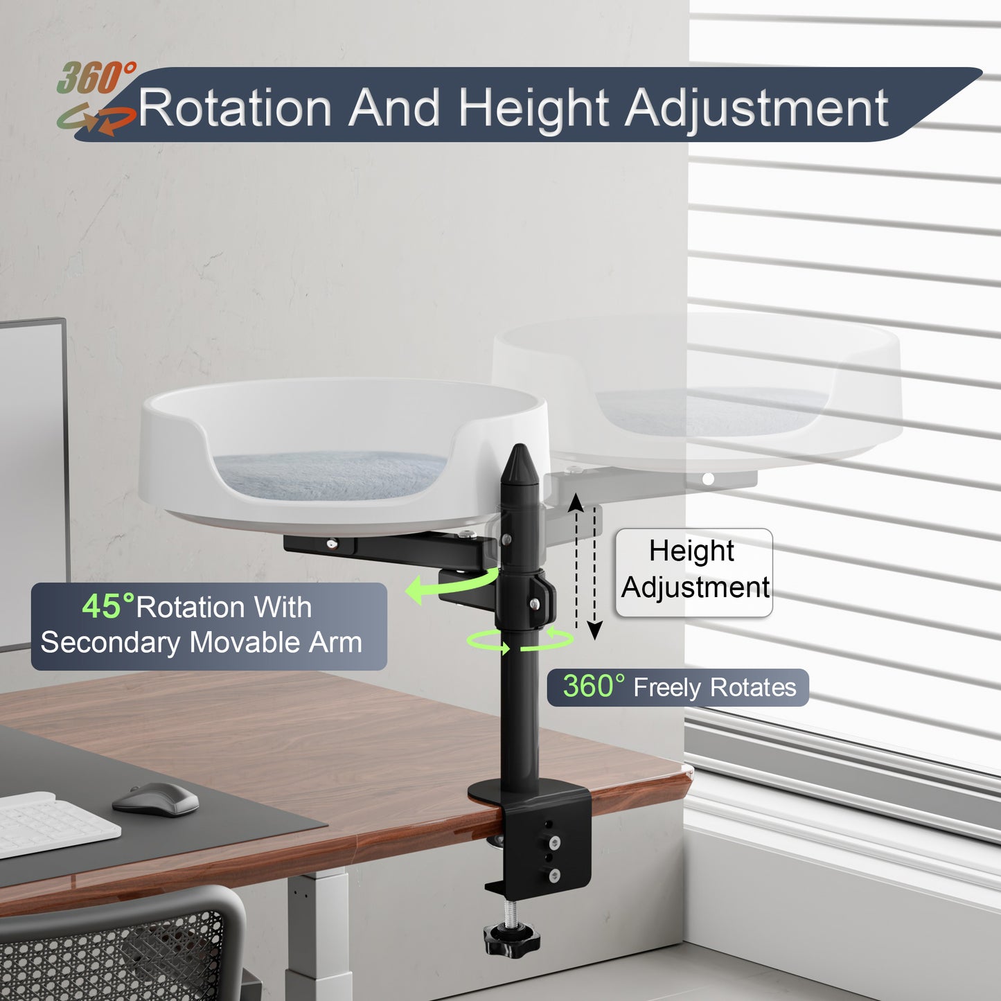 NestChroix Cat Bed Desk Clamp for Kitty Cat  Elevated Pet Beds on Desk Cat Box with Pet Mat Indoor Outdoor Use